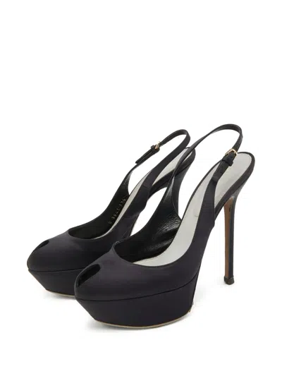 Pre-owned Sergio Rossi Vintage  120mm Satin Pumps In Black