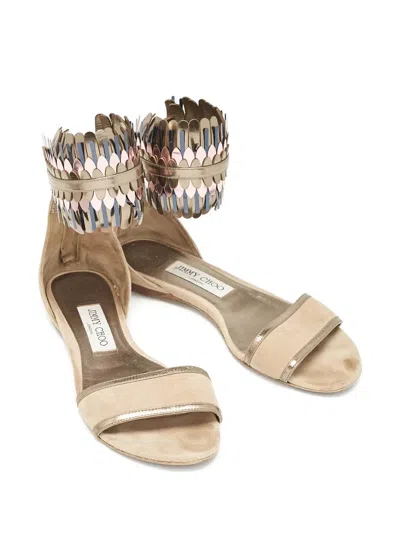 Pre-owned Jimmy Choo Kimro Fringed Flat Sandals