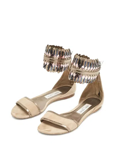 Pre-owned Jimmy Choo Kimro Fringed Flat Sandals