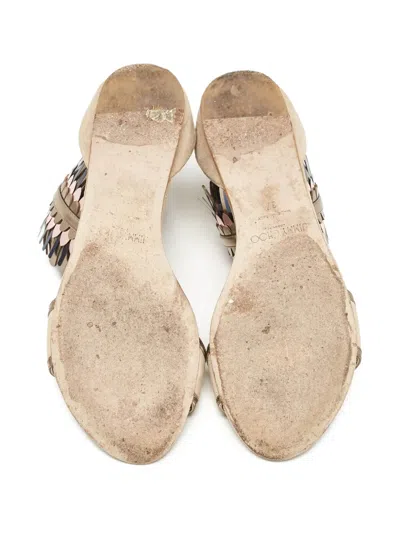 Pre-owned Jimmy Choo Kimro Fringed Flat Sandals