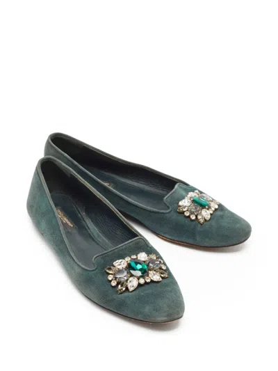 Pre-owned Dolce & Gabbana Crystal-embellished Ballet Flats