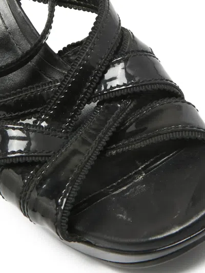 Pre-owned Tod's Vintage 105mm Patent-leather Wedge Sandals In Black