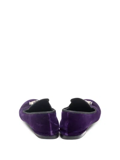 Pre-owned Giuseppe Zanotti Vintage  Velvet Embellished Loafers In Purple