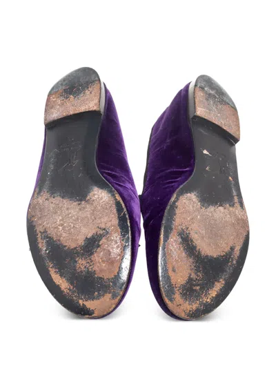 Pre-owned Giuseppe Zanotti Vintage  Velvet Embellished Loafers In Purple