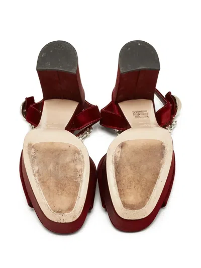 Pre-owned Miu Miu 140mm Bejeweled Platform Sandals