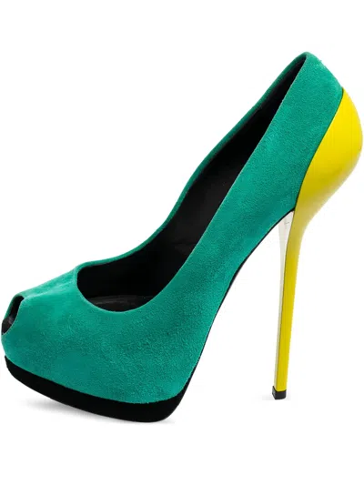 Pre-owned Giuseppe Zanotti Vintage 140mm Peep-toe Pumps In Green