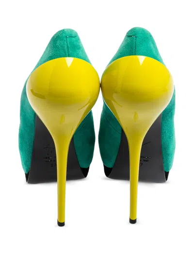 Pre-owned Giuseppe Zanotti Vintage 140mm Peep-toe Pumps In Green