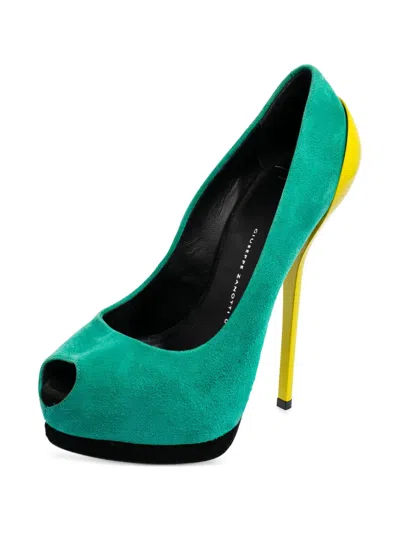 Pre-owned Giuseppe Zanotti Vintage 140mm Peep-toe Pumps In Green