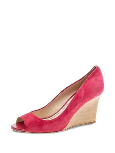 Pre-owned Tod's Vintage  85mm Peep-toe Suede Wedge Pumps