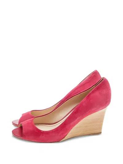 Pre-owned Tod's Vintage  85mm Peep-toe Suede Wedge Pumps