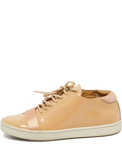 Pre-owned Giuseppe Zanotti Vintage  Patent Leather Lace-up Sneakers In Neutral