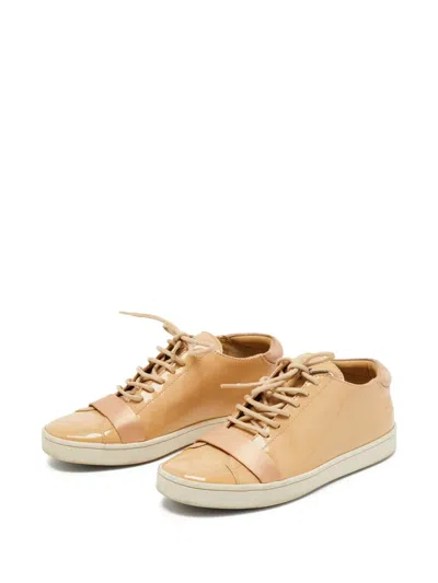 Pre-owned Giuseppe Zanotti Vintage  Patent Leather Lace-up Sneakers In Neutral