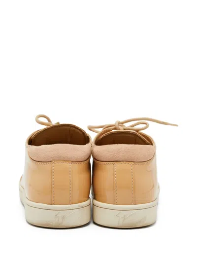 Pre-owned Giuseppe Zanotti Vintage  Patent Leather Lace-up Sneakers In Neutral