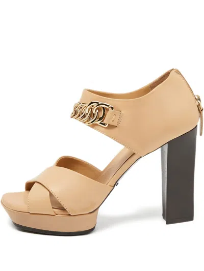 Pre-owned Tod's Vintage  110mm Platform Sandals In Brown