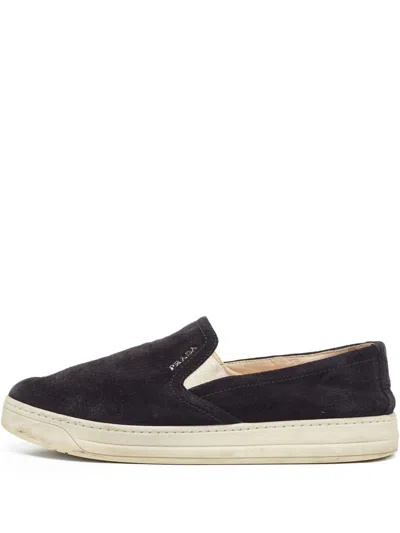 Pre-owned Prada Suede Slip-on Sneakers