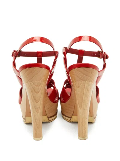 Pre-owned Saint Laurent 145mm Tribute Platform Heeled Sandals