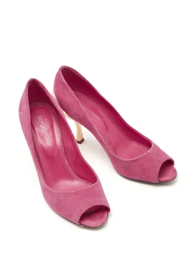 Pre-owned Sergio Rossi Vintage  85mm Peep-toe Suede Pumps