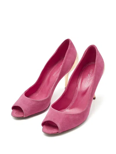 Pre-owned Sergio Rossi Vintage  85mm Peep-toe Suede Pumps