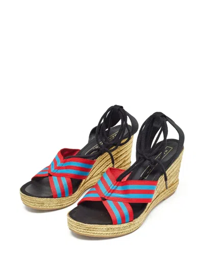 Pre-owned Marc Jacobs Vintage  90mm Wedge Espadrilles In Black
