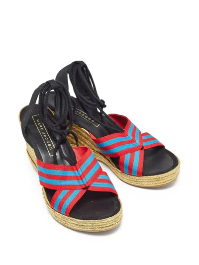 Pre-owned Marc Jacobs Vintage  90mm Wedge Espadrilles In Black