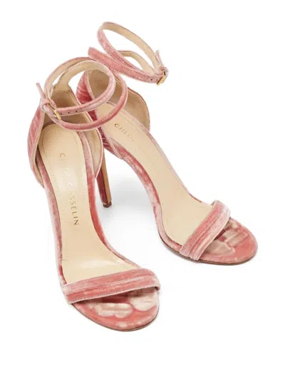 Pre-owned Chloé 130mm Velvet Ankle-strap Sandals