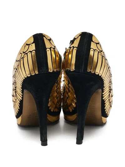 Pre-owned Roberto Cavalli Vintage Fish Scale Peep-toe Platform Pumps