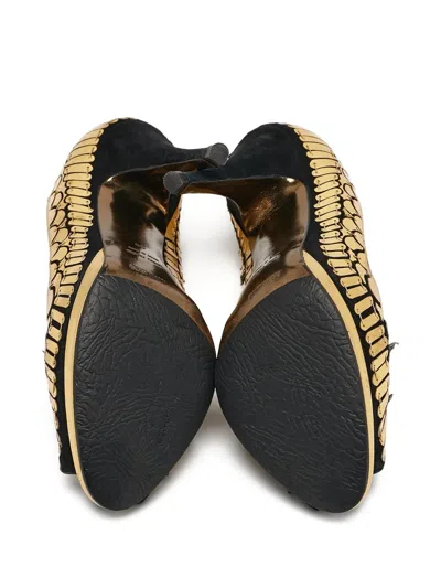 Pre-owned Roberto Cavalli Vintage Fish Scale Peep-toe Platform Pumps