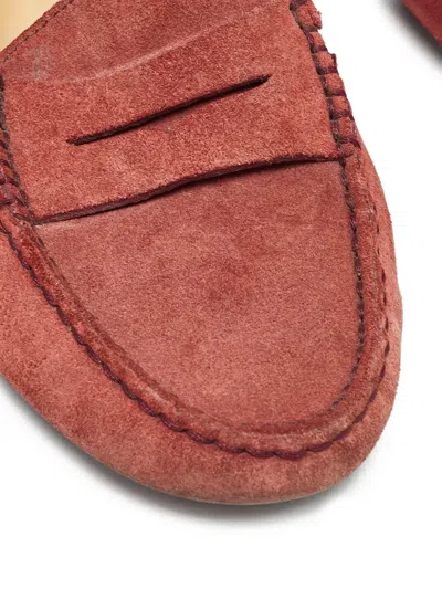Pre-owned Tod's Vintage Suede Loafers In Red