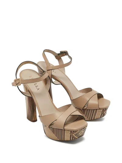 Pre-owned Le Silla  145mm Strappy Platform Sandals