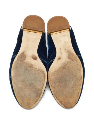 Pre-owned Miu Miu Embroidered Velvet Loafers