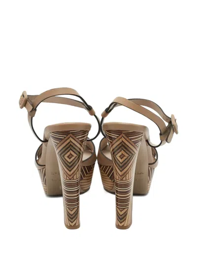 Pre-owned Le Silla  145mm Strappy Platform Sandals