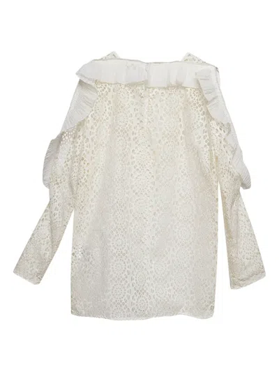 Pre-owned Sandro  Ruffled Broderie-anglaise Blouse