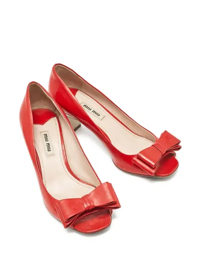 Pre-owned Miu Miu Bow-detailing Leather Pumps