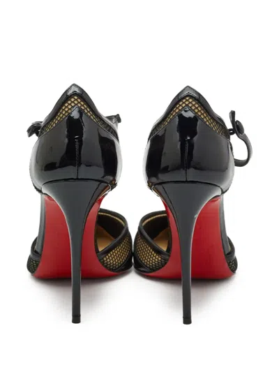 Pre-owned Christian Louboutin 110mm T-strap Mesh Panel Pumps