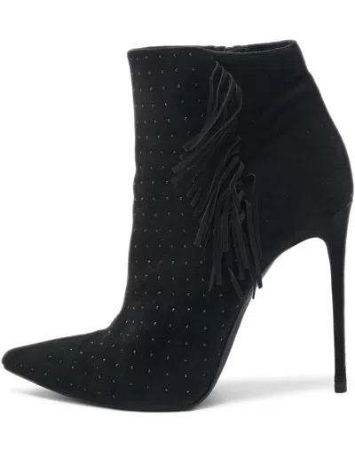 Pre-owned Le Silla  110mm Fringe-embellished Studded Ankle Boots