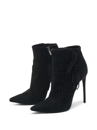 Pre-owned Le Silla  110mm Fringe-embellished Studded Ankle Boots