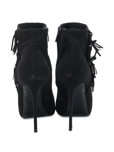 Pre-owned Le Silla  110mm Fringe-embellished Studded Ankle Boots