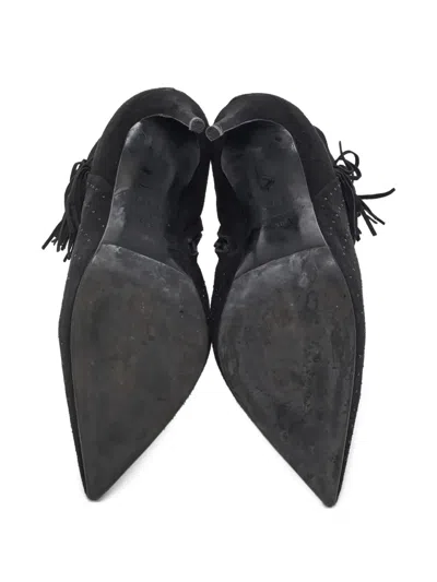 Pre-owned Le Silla  110mm Fringe-embellished Studded Ankle Boots