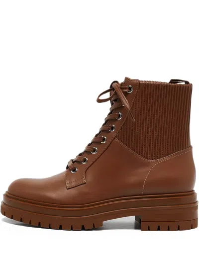 Pre-owned Gianvito Rossi  Ribbed-panel Lace-up Combat Boots