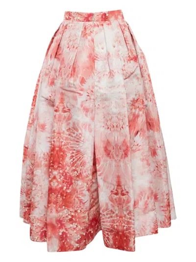 Pre-owned Alexander Mcqueen Floral-print Pleated Skirt