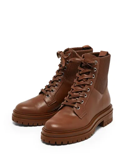 Pre-owned Gianvito Rossi  Ribbed-panel Lace-up Combat Boots