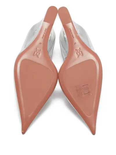 Pre-owned Amina Muaddi  95mm Lupita Transparent Wedge Pumps