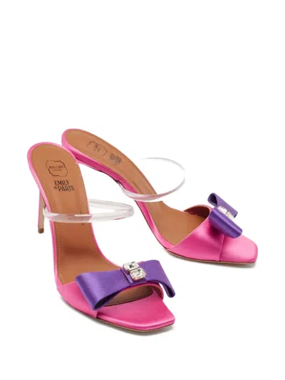 Pre-owned Malone Souliers  95mm Emily Satin Bow-embellished Sandals
