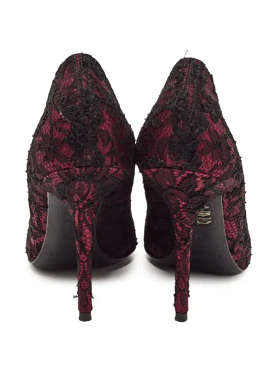 Pre-owned Dolce & Gabbana 110mm Lace-embroidered Peep-toe Pumps