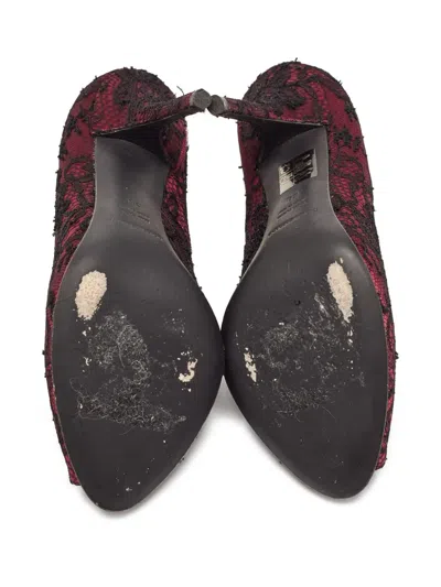 Pre-owned Dolce & Gabbana 110mm Lace-embroidered Peep-toe Pumps