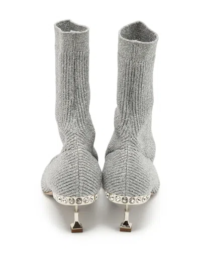 Pre-owned Miu Miu Metallic-threading Boots