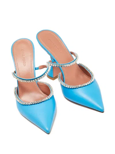 Pre-owned Amina Muaddi Rhinestone-embellished Pointed Mules