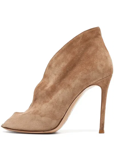 Pre-owned Gianvito Rossi 95mm Peep-toe Ankle Boots