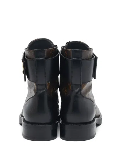 Pre-owned Louis Vuitton Logo-plaque Combat Boots