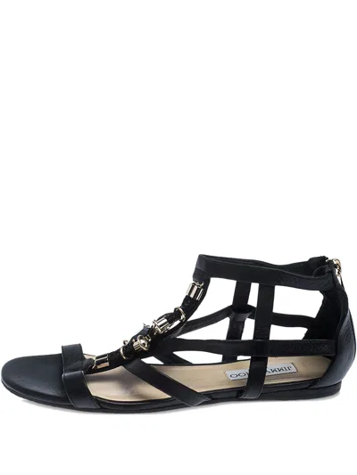 Pre-owned Jimmy Choo Leather Cage Sandals In Black